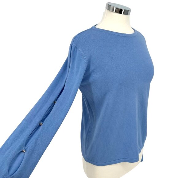 Philosophy Split Sleeve Crewneck Sweater Cornflower Blue Size Medium NWT - Picture 1 of 11